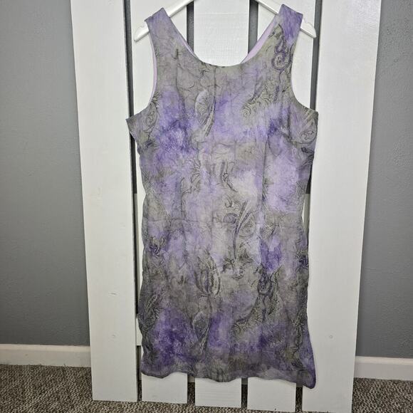 K Woman Crinkle Sleeveless Purple Knee Length Dress 14P L Fairy Romantic Whimsy - Picture 1 of 9